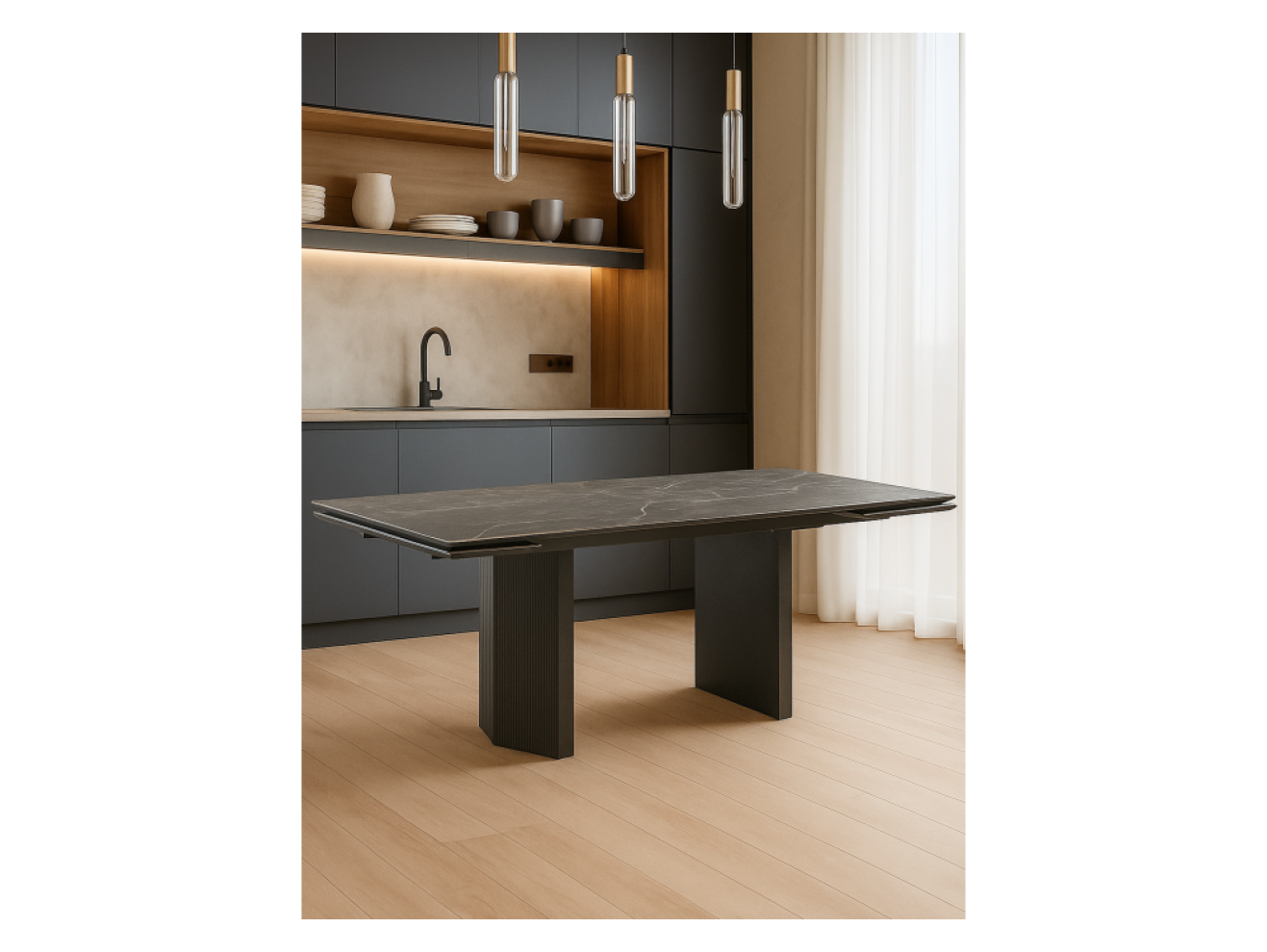 Монерон 180x90 nero marquina / черный Керамический стол