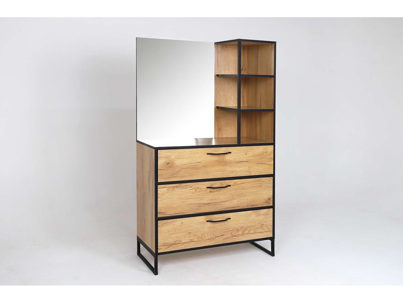 Комод Виртон-3 с надстройкой, Дуб крафт золотой арт. 695057