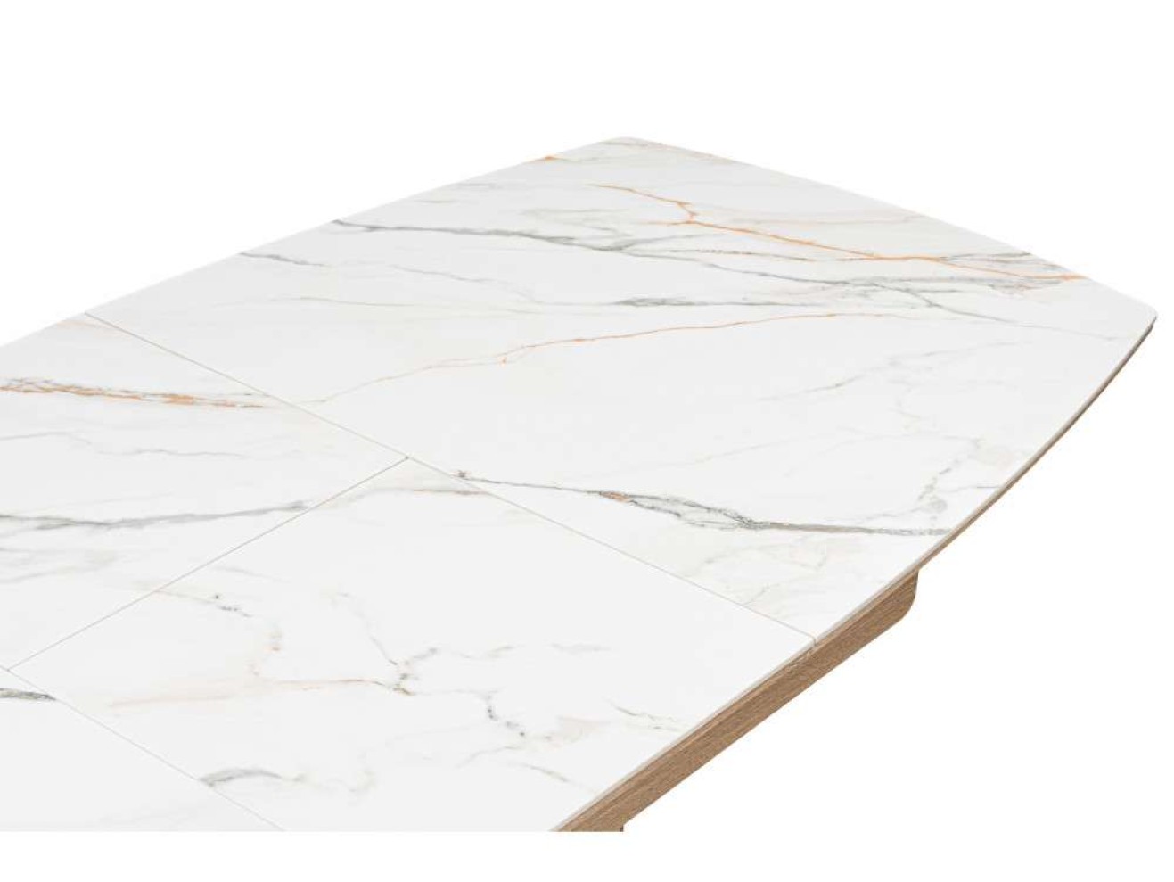 Люмен 140(180)х80 белый с прожилками gilt white / дуб американский Керамический стол