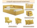Мягкая кровать-тахта Aura 1200 желтая с подъемным механизмом арт. 1246607