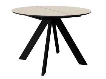 Стол DikLine SKC100 d1000 Керамика Krater Perla (бежевый матовый)/подстолье черное/опоры черные