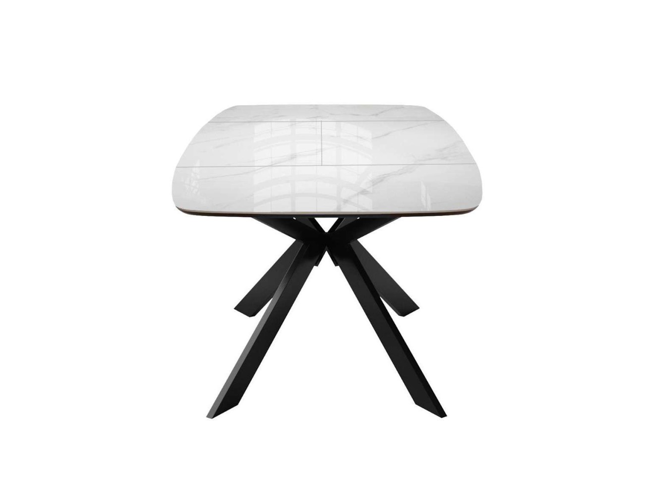 Стол DikLine BK140 керамика Carrara Gloss (мрамор глянец белый), подстолье черное, опоры черные