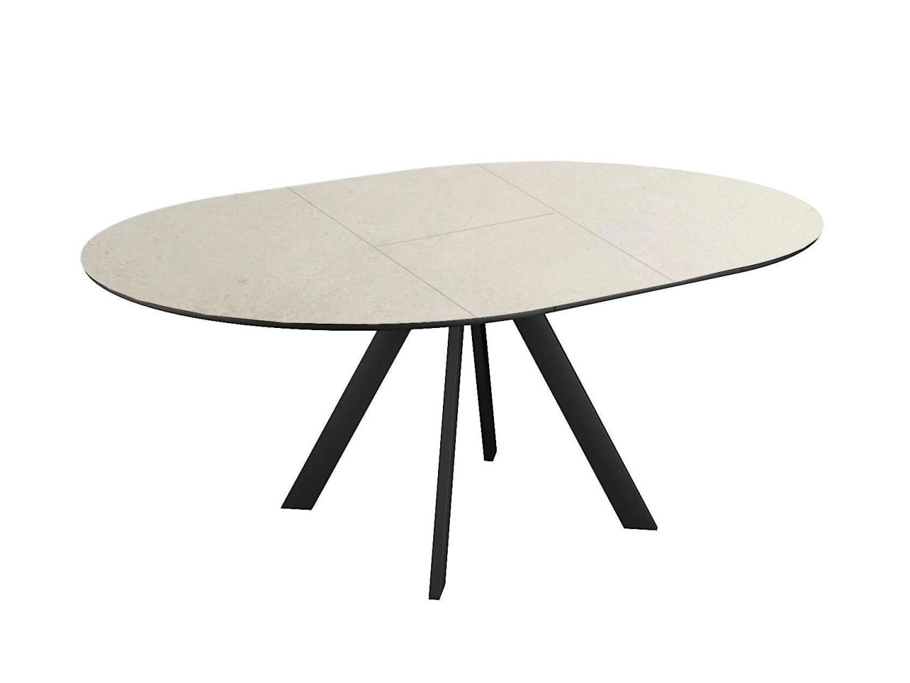 Стол DikLine SKC120 d1200 Керамика Krater Perla (бежевый матовый)/подстолье черное/опоры черные
