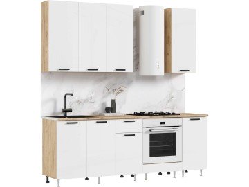 Кухня Рио NEW ЛДСП 2,2/900м (490), Компановка №2, Дуб крафт/Белый глянец