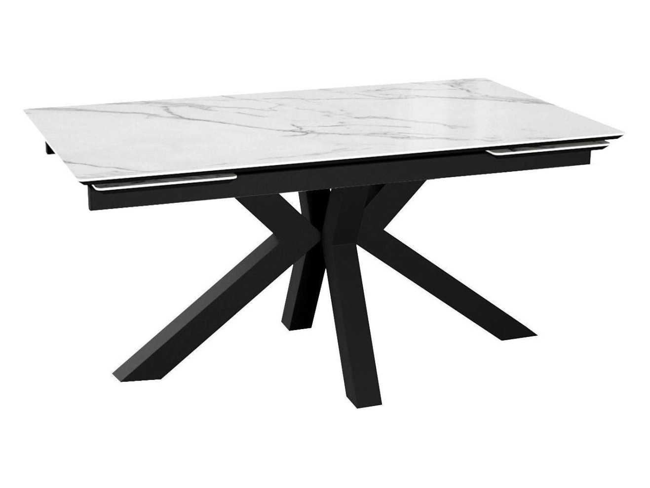 Стол DikLine SFE160 Керамика Tianshan White (белый полуглянец)/подстолье черное/опоры черные (2 уп.)