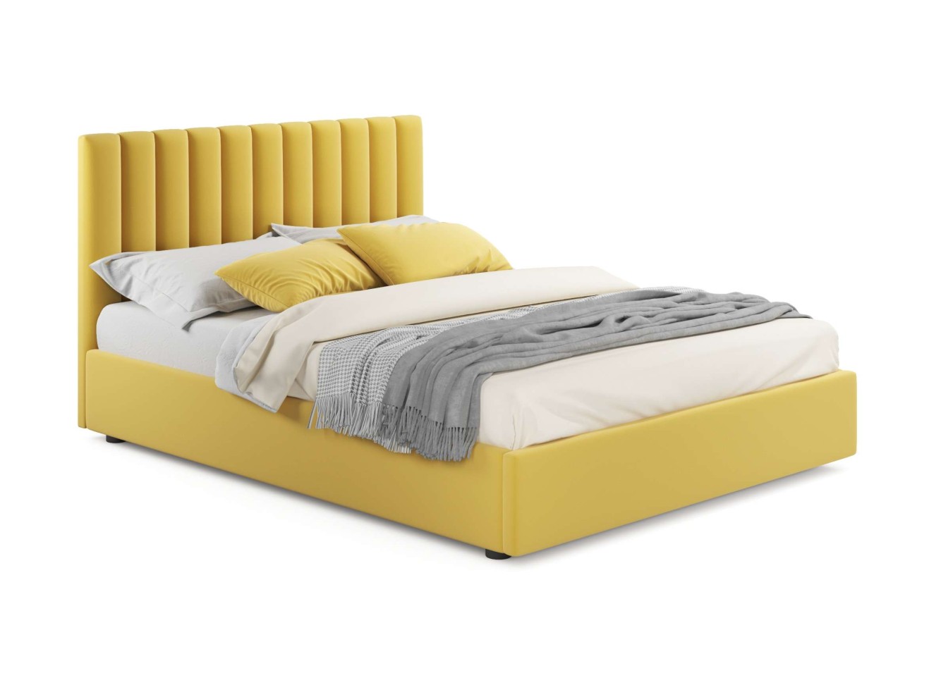 Мягкая кровать Olivia 1800 желтая с подъемным механизмом арт. 860985