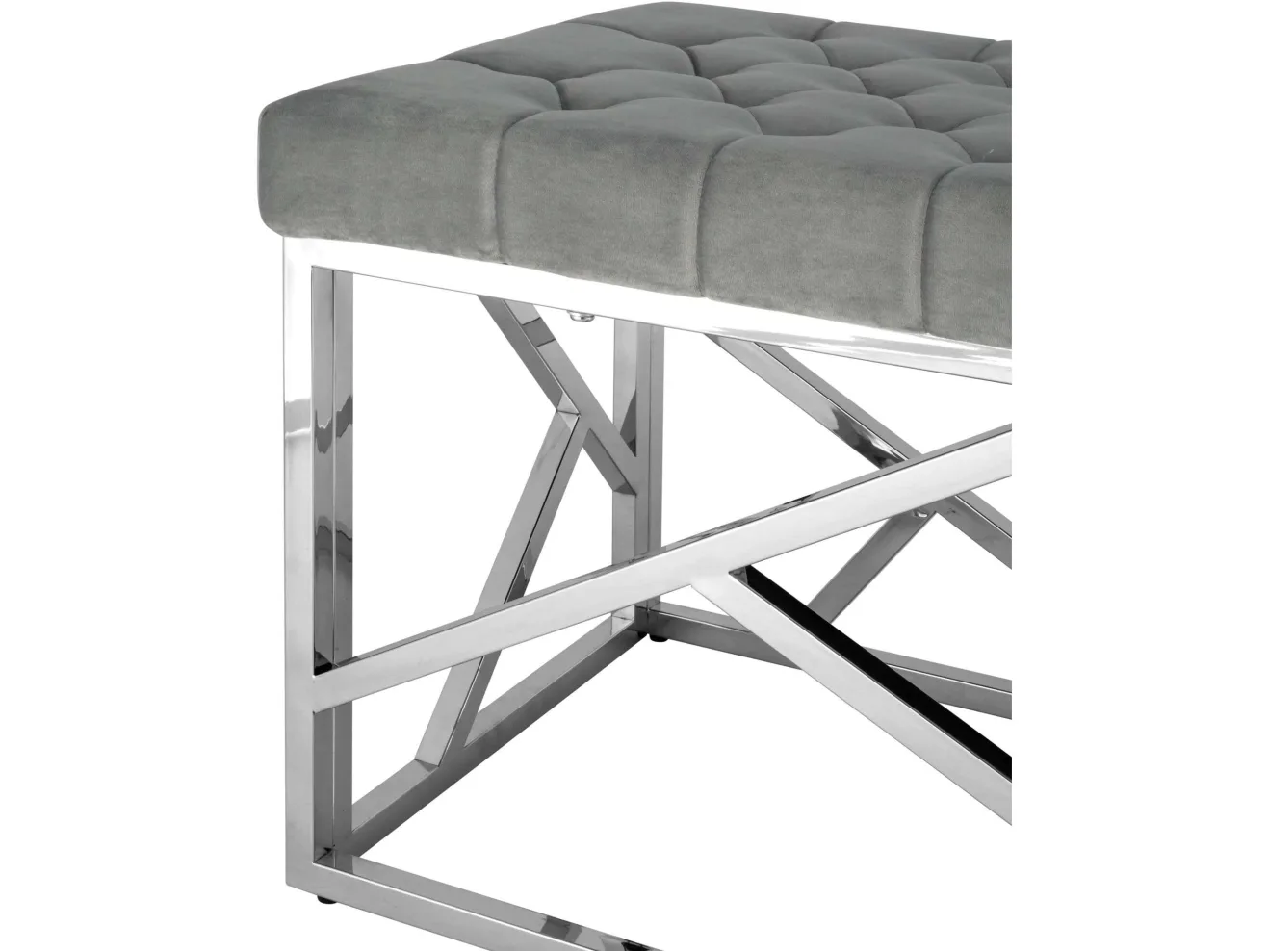 Банкетка-скамейка Stool Group АРТ ДЕКО Вельвет серый/Сталь серебро  Mebel арт. 1599015