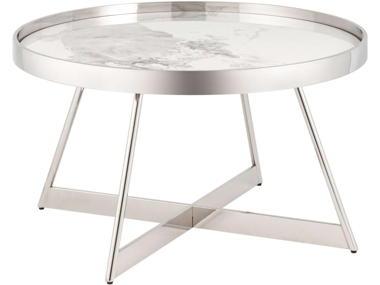 Журнальный столик STOOL GROUP Гера 80*80 Белая керамика, сталь серебро арт. 1479103