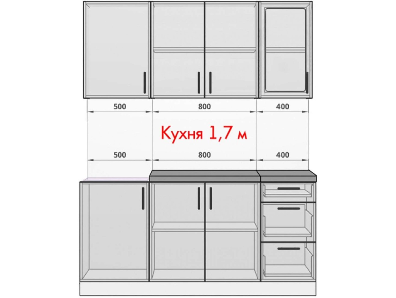 Кухня МДФ Констанция 1700 компоновка 1 (Сандал) арт. 1055855