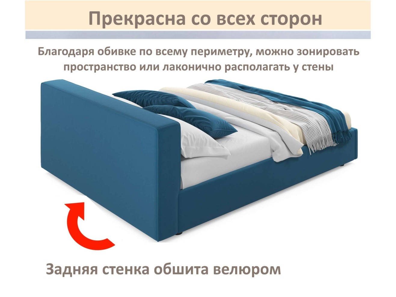 Мягкая кровать Skandi 1600 синяя с подъемным механизмом