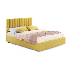 Мягкая кровать Olivia 1400 желтая с ортопедическим основанием