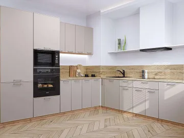 Кухонный гарнитур угловой Квадро-02, МДФ, 240×215 см, Кашемир