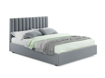 Мягкая кровать Olivia 1600 серая с ортопедическим основанием