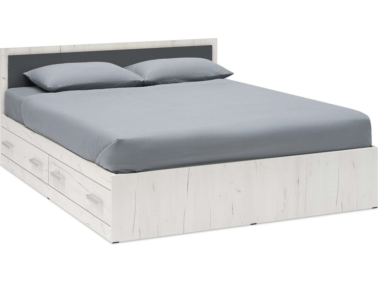 Фиеста NEW Кровать 1,6м с ящиками (Дуб крафт белый/Графит) арт. 1213995