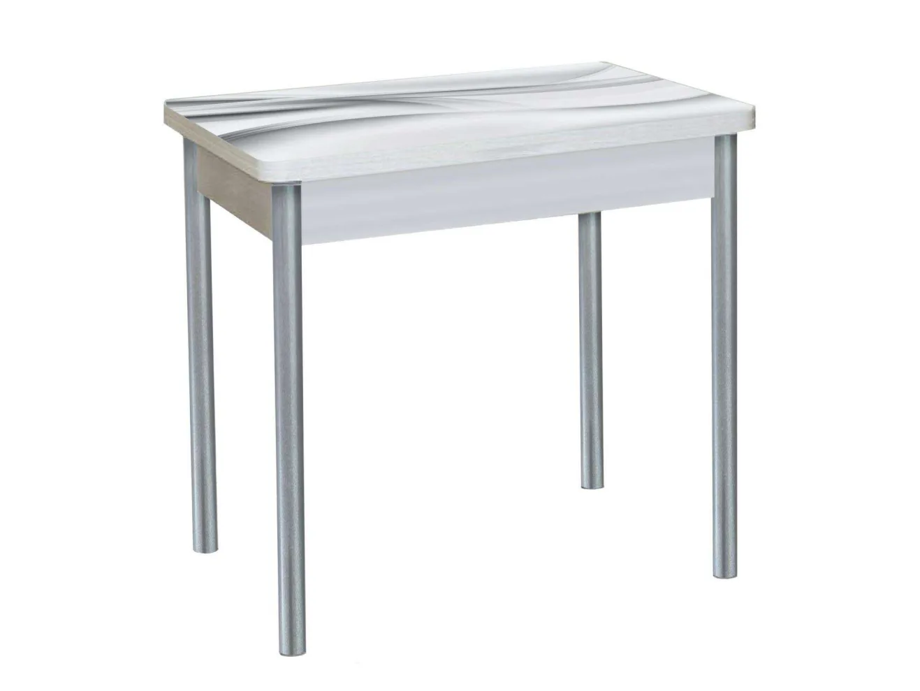 Стол обеденный поворотно раскладной фотопечать БРОНКС / бетон белый Цветы 029 / опора круглая серебристый металлик арт. 870293