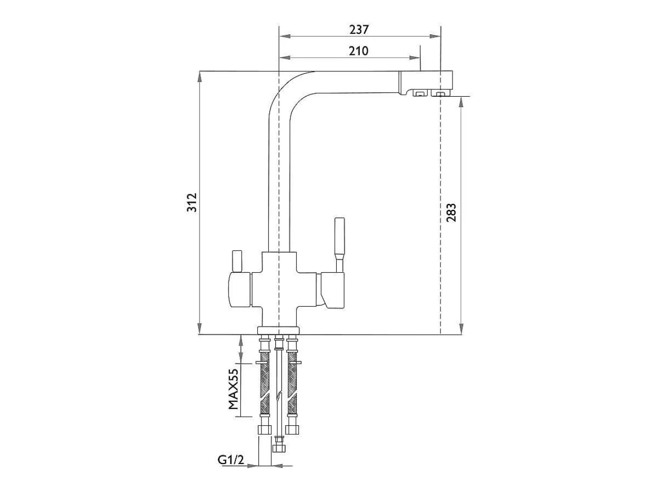 Смеситель для кухни 312/237 2Р Серый арт. 1551131