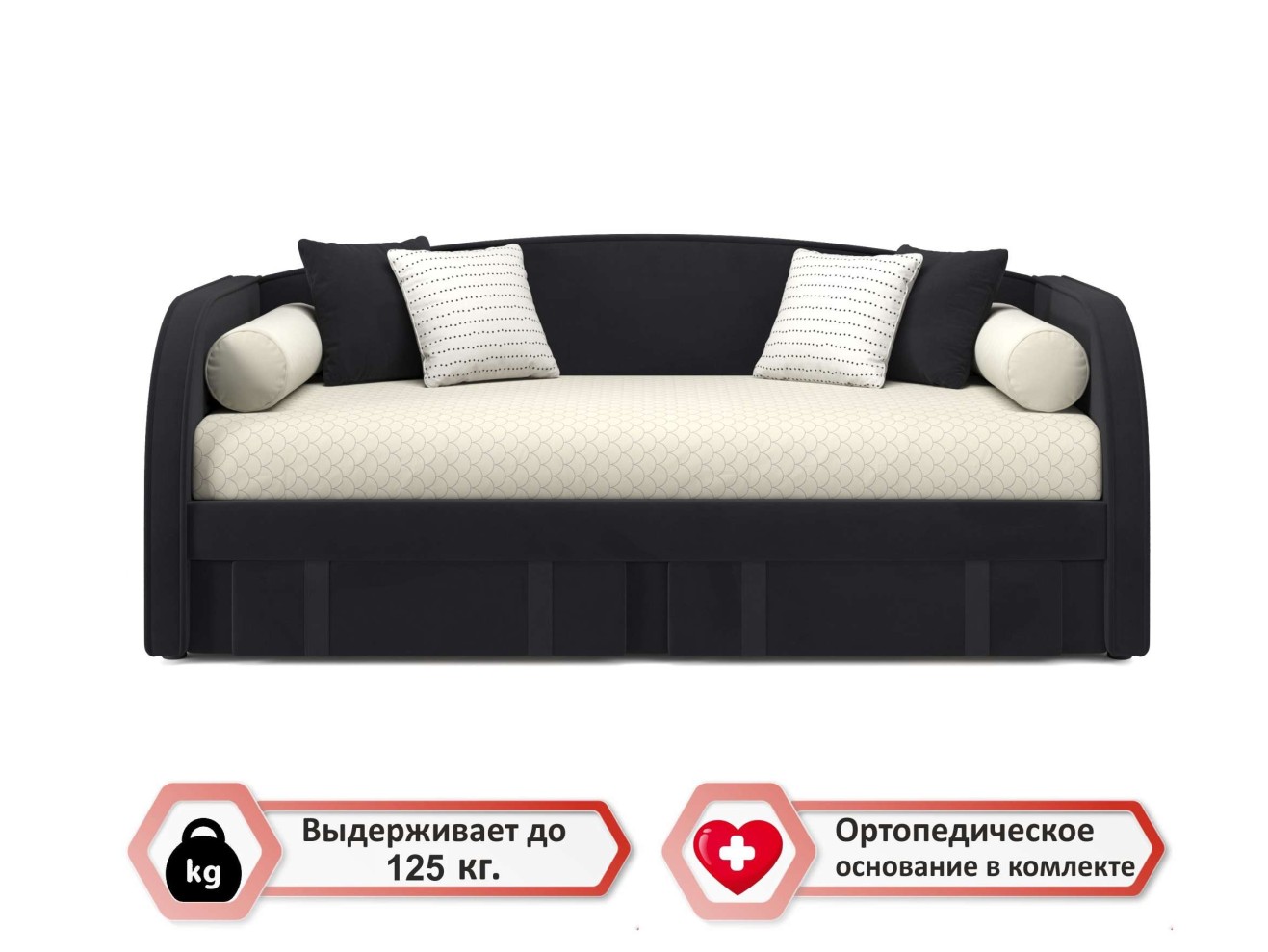 Мягкая кровать Elda 900 темная с ортопедическим основанием и матрасом PROMO B COCOS