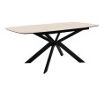 Стол DikLine BK140 керамика Krater Perla (бежевый матовый), подстолье черное, опоры черные