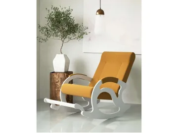 Кресло-качалка Тироль - БЕЛЫЕ ткань амиго Желтый (елоу)