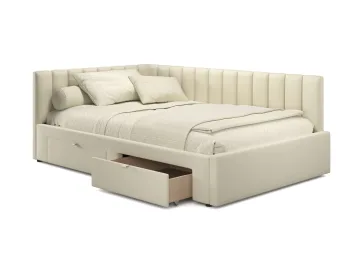 Мягкая кровать-тахта Milena 1200 бежевая с ящиками
