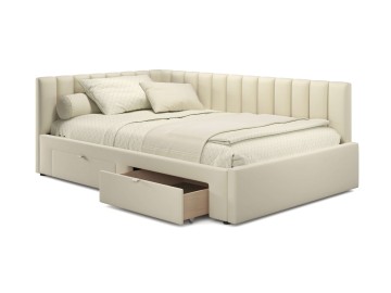Мягкая кровать-тахта Milena 1200 бежевая с ящиками