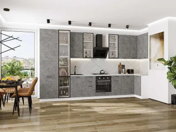 Кухонный гарнитур угловой Флэт-05, ЛДСП, 400×100 см, Камень