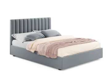 Мягкая кровать Olivia 1400 серая с ортопедическим основанием