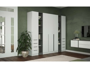 Шкаф Мадрид, композиция 8, Белый/Графит серый
