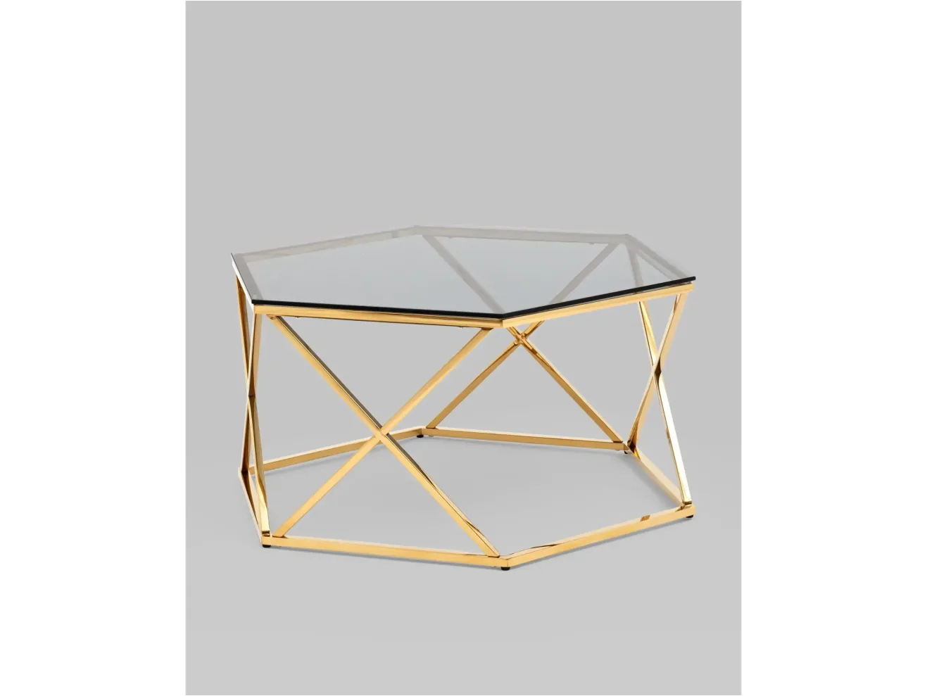 Журнальный столик STOOL GROUP Круз 93*80 Стекло smoke/Сталь золото арт. 1599899