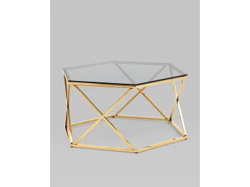 Журнальный столик STOOL GROUP Круз 93*80 Стекло smoke/Сталь золото