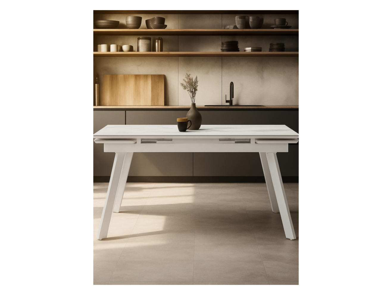 Норман 140 (200) х 80 белый мрамор alpin white / snow white / белый Керамический стол