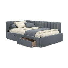 Мягкая кровать-тахта Milena 1200 серая с ящиками