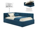 Мягкая кровать-тахта Bonna 1200 синяя c подъемным механизмом