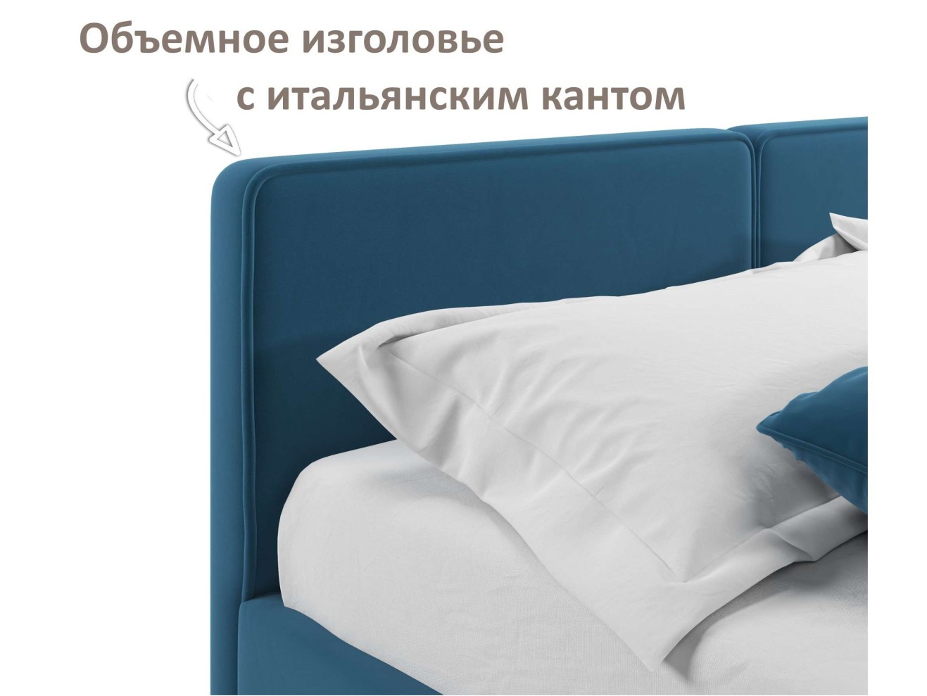 Мягкая кровать Erika 1600 синяя с подъемным механизмом