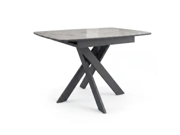 Стол DikLine DKB110, Керамика Italian Grey (глянец серый)/подстолье черное/опоры черные