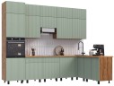 Кухня Оливия NEW 3,0х1,8/1080м Компоновка №3, Крафт золотой/Олива софт арт. 1350839
