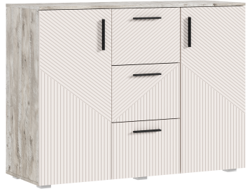 Сильвия Комод (3 ящика/2 двери) 1200, Кашемир/Дуб Юкон