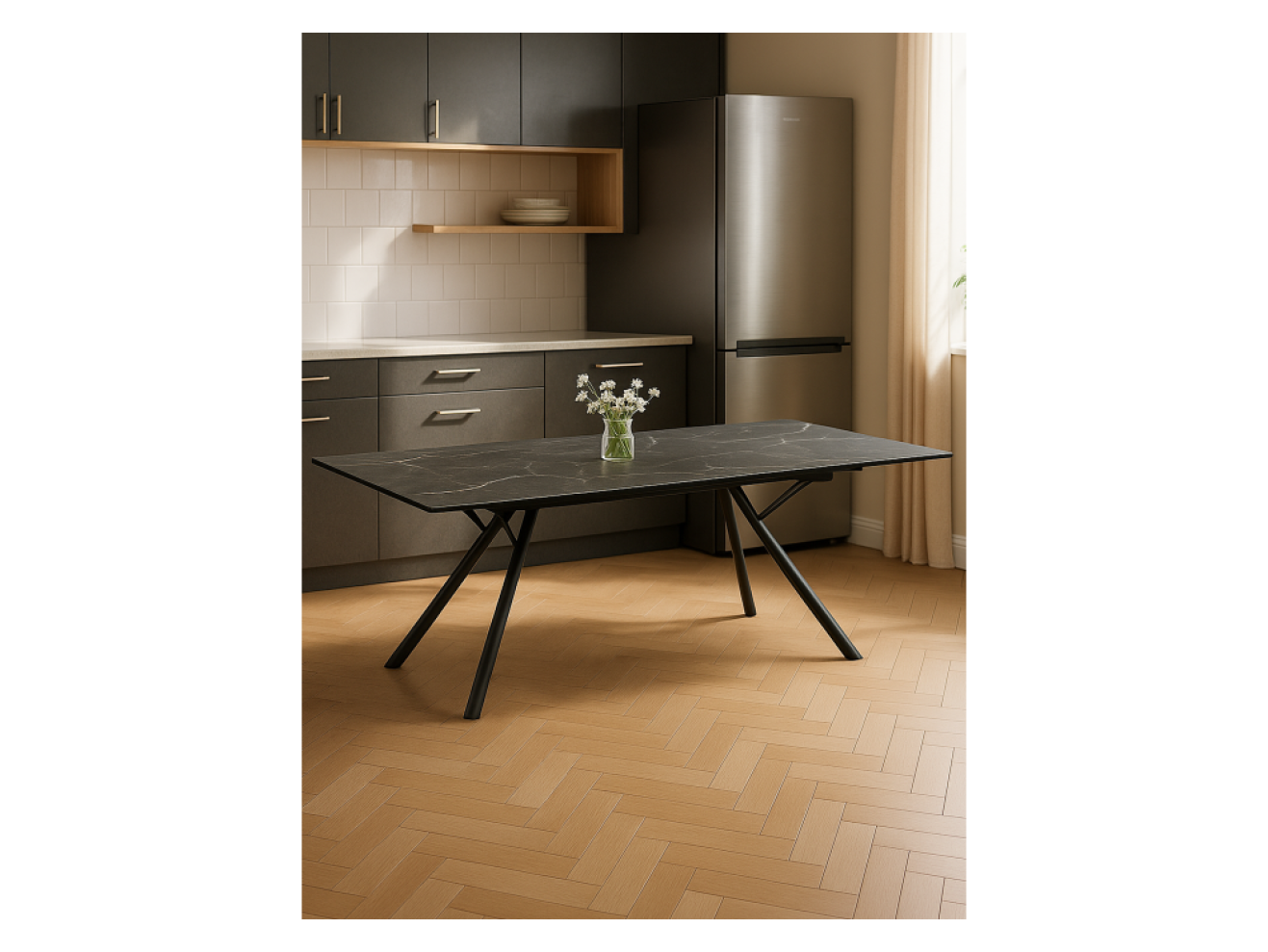 Ворен 180(240)x90 nero markina / черный Керамический стол