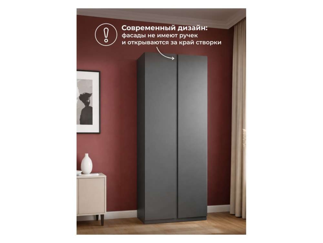 Кассий 02 2-х ств графит Шкаф арт. 1536341