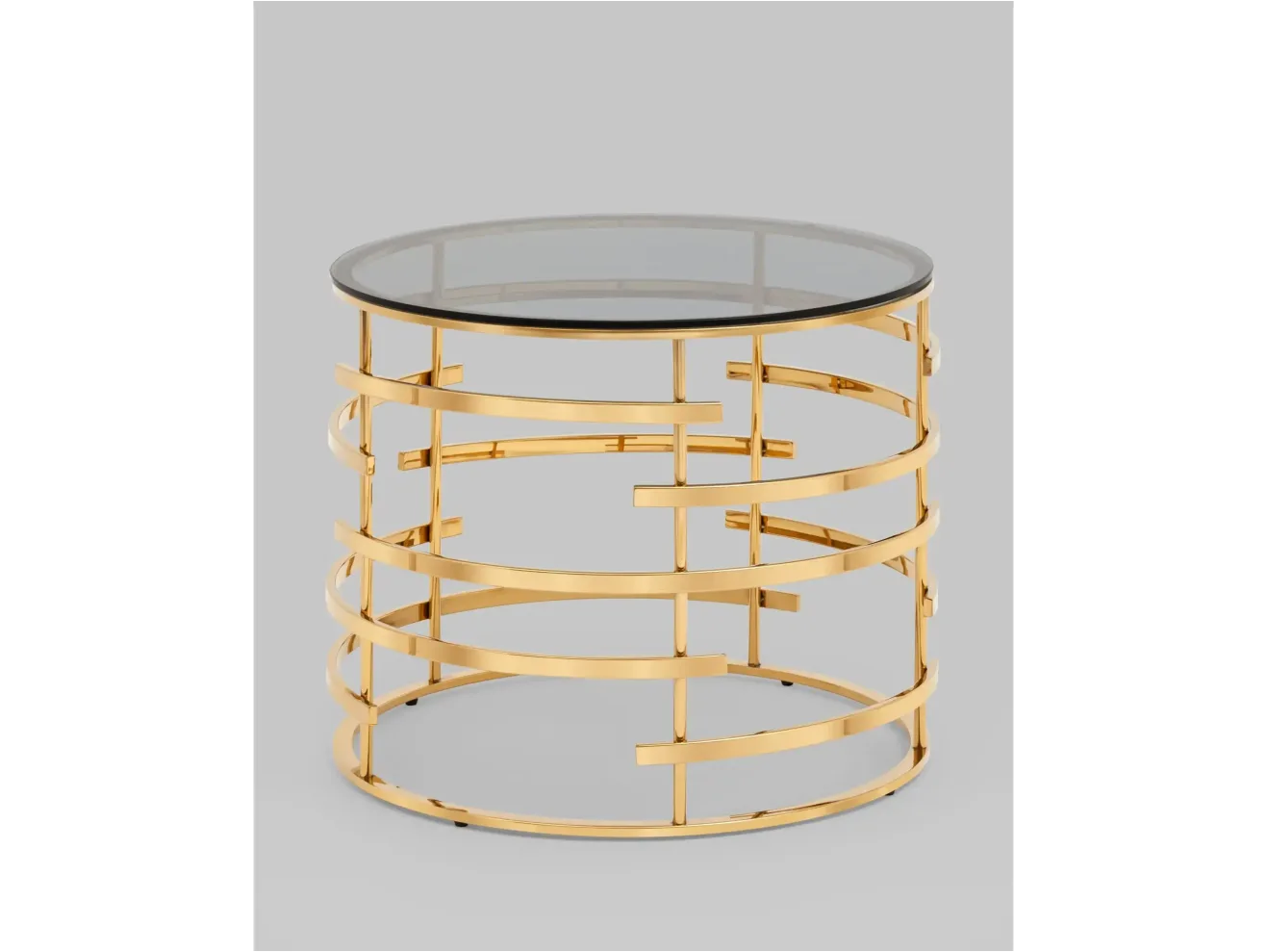 Журнальный столик STOOL GROUP Инфлюэнс 60*60 Стекло smoke/Сталь золото арт. 1599903