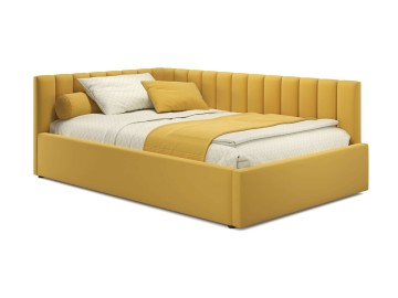 Мягкая кровать Milena 1200 желтая с ортопедическим основанием