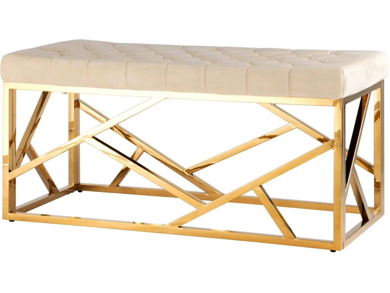 Банкетка-скамейка Stool Group АРТ ДЕКО Вельвет бежевый/Сталь золото  Meb арт. 1599013