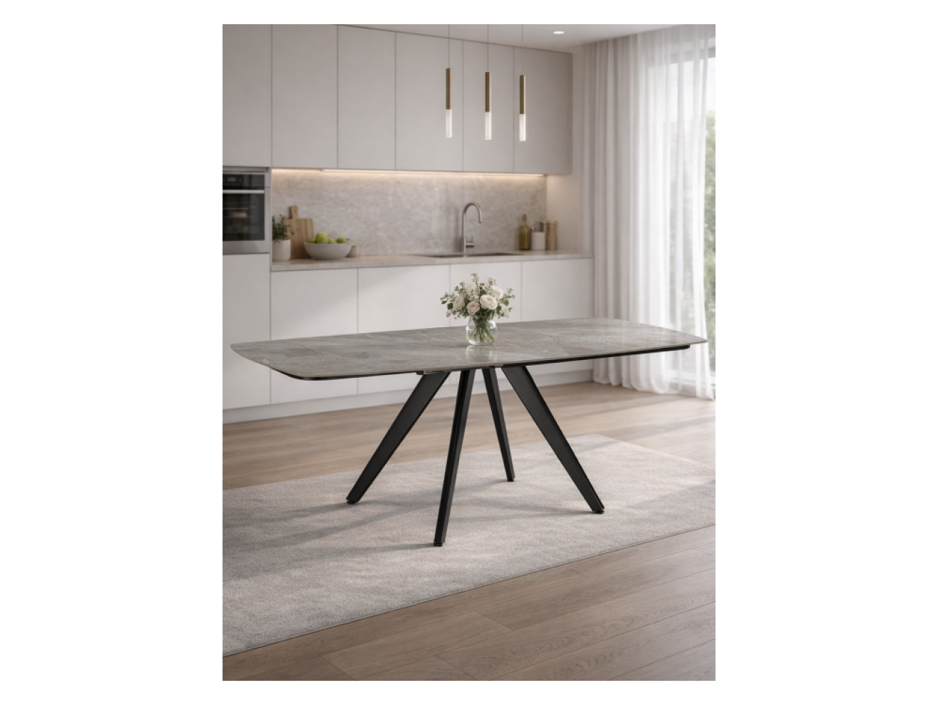 Silvi 120(180)x80 серый / черный Керамический стол