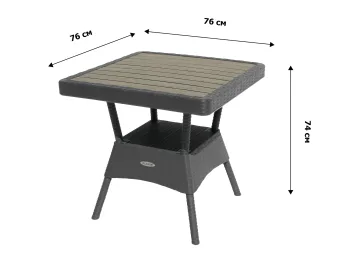 Стол пластиковый Ola Dom 76x76см квадратный (антрацит)