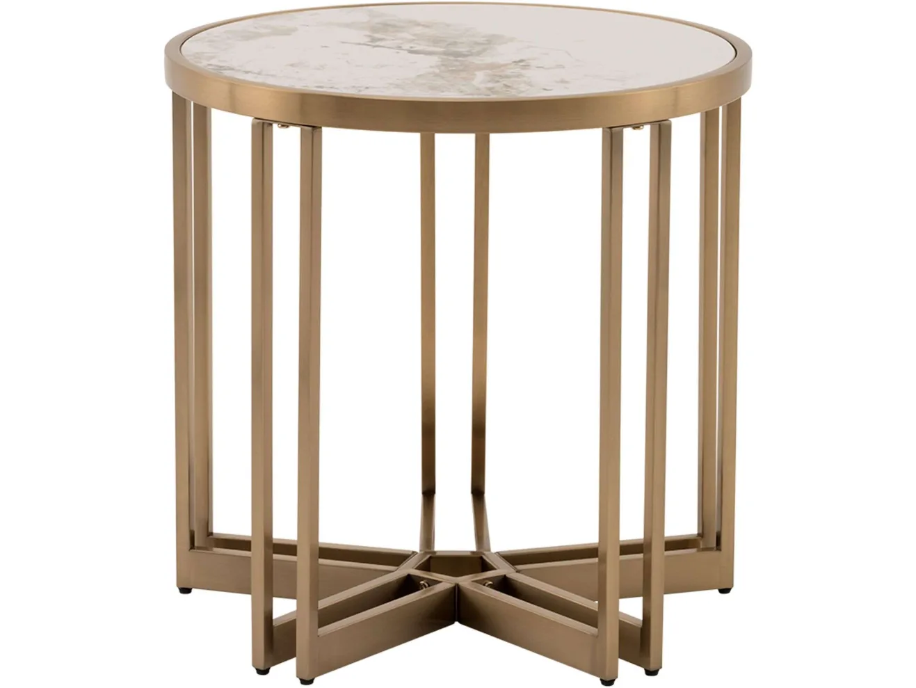 Стол журнальный STOOL GROUP Алиада 55*55 Светлая керамика/шампань арт. 1568291