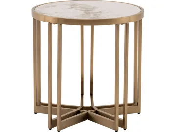 Стол журнальный STOOL GROUP Алиада 55*55 Светлая керамика/шампань
