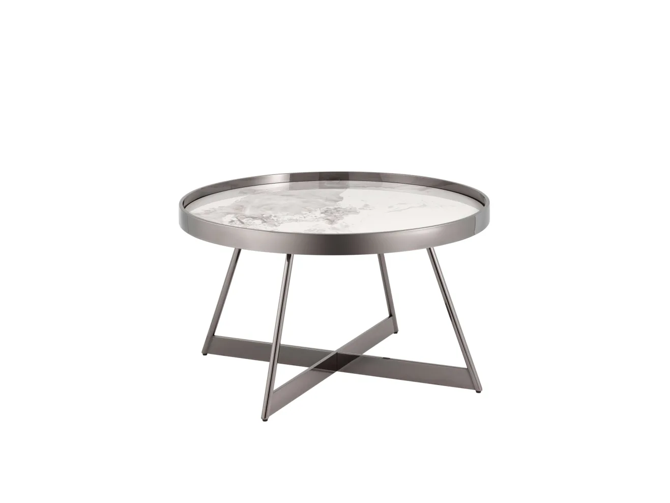 Журнальный столик STOOL GROUP Гера 80*80 Белая керамика, сталь тёмный хро арт. 1568007