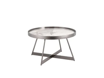 Журнальный столик STOOL GROUP Гера 80*80 Белая керамика, сталь тёмный хро