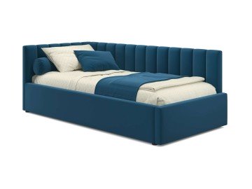 Мягкая кровать Milena 900 синяя с подъемным механизмом и матрасом PROMO B COCOS