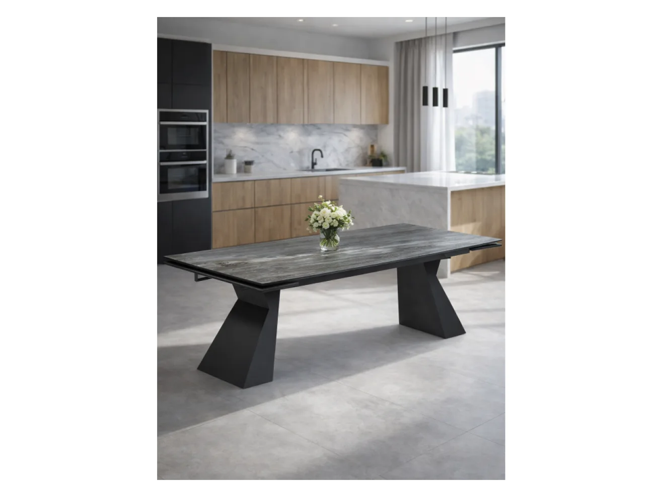 Денхольм 240(300)х100х75 mosco nero matt / черный Керамический стол арт. 1576607